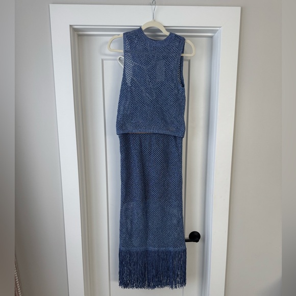 Mango NWT Metallic Blue Co-Ord Knit Set - Picture 3 of 6